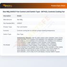 Star Mfg 200537 Fan Control Limit Switch Type- 36TH22, Controls Cooling Fan