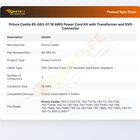 Prince Castle 85-083-01 Power Cord Kit W/Transformer & SVO Connector 18 AWG