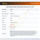 APW 45405100 208V 1600W Warmer Element, 16" x 6-1/4"