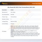 Alto-Shaam BK-3019 3-Pole Terminal Block, 600V, 85A