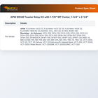 APW 69148 Toaster Relay Kit with 1-7/8" MT Center, 1-3/4" x 2-1/4"
