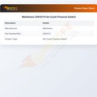Manitowoc 2001273 Ice Machine 13509 Pressure Switch Fan Cycle