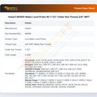 Hobart 881981 Jacketed Kettle Water Level Probe W/1-1/2" Under Nut Thread 3/8" MPT