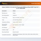 Hobart 344523-2 Hi-Limit LCH Thermostat W/Manual Reset 490F Fixed 1/4" x 6-1/2" Nickel Bulb