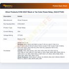 Oliver Products 5749-8027 Black or Tan Color Power Relay, 25A/277VAC