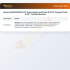 Jackson 66802000268 3/8" Brass Liquid Level Probe W/ 9/16" Exposed Probe & 3/8" Threaded Bushing