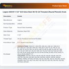 Legion 440131 Faucet Valve W/Phenolic Knob Round 1-1/2" Stem 10-24 Thread SS