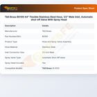 T&S Brass B0100 Spray Valve W/Flexible SS Hose 44" Male Inlet 1/2" Automatic Shut-Off Valve