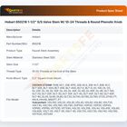 Hobart 850218 Faucet Valve W/Phenolic Knob Round 1-1/2" Stem 10-24 Thread SS