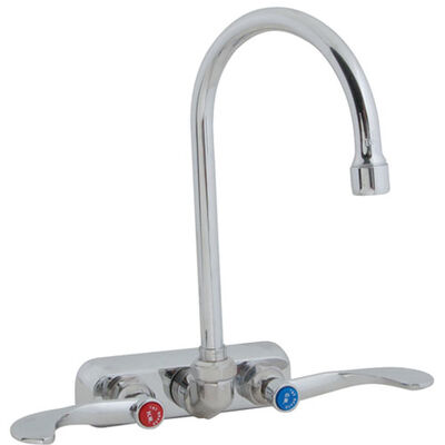 T&S Brass 1146-04 4" Wall-Mounted Faucet w/ Wrist Blade & Handles