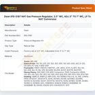 Dean 810-0187 NAT Gas Pressure Regulator, 3.5" WC, ADJ 3" TO 7" WC,  LP To NAT Conversion