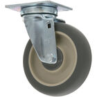 Hobart 497001-1 5" Grey Polyurethane Swivel Plate Caster Wheel W/o Brake, 5" DIA