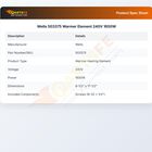 Wells 503375 Warmer Element 240V  1650W