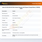 Hatco 02.06.330.00 Sink Heater Element with Square Flange Mount, 3000W, 208V