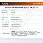 Blodgett 05906 Micro Plunger Oven Door Switch, SPST, 20A, 480V