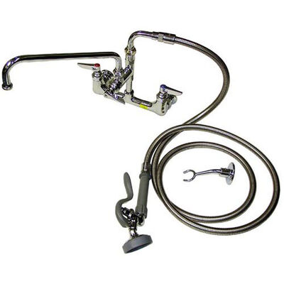 T&S Brass B0175 Wall Mount Faucet & Spray Assembly 8" CTRS