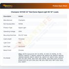 Champion 101138 1/2" Red Dome Signal Light W/ 10" Leads