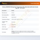 Victory 50616101 Refrigerator Temperature W/ coiled bulb shaft stem & knob Cap 36" -21 TO 10&deg;F