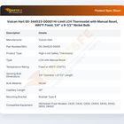 Vulcan Hart 00-344523-00001 Hi-Limit LCH Thermostat with Manual Reset, 490&deg;F Fixed, 1/4" x 6-1/2" Nickel Bulb