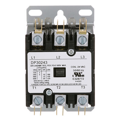 Groen 858102 3 Pole Contactor, 40 AMP, 24V