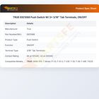 TRUE E921088 Push Switch W/ 3x 3/16" Tab Terminals, ON/OFF