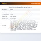 TRUE 875587 Refrigerator Door Spring Kit 52-3/8"
