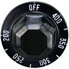 Vulcan Hart 00-711328 Black Thermostat Knob W/White Printed Numbers, 2" DIA, OFF-400-200F, Mount .187", Flat Down