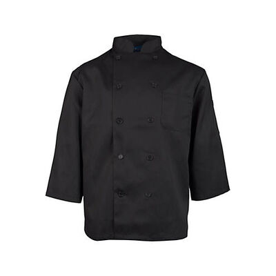 Allpoints 16603XL KNG 3XL Black Chef Coat 3/4 Sleeve