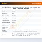 Bunn 3024.0005 KP Thermostat Temperature Controller W/ 5/16" x 4 1/2" Bulb and 30" Cap, Bracket, Wire Leads