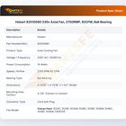 Hobart 82510080 230v Axial Fan, 2750RMP, 92CFM, Ball Bearing