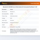 Marshall Air 500196 Oven Infinite Switch W/ Horizontal Post Mount 1-1/8"