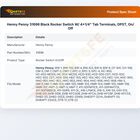 Henny Penny 31696 Black Rocker Switch W/ 4x1/4" Tab Terminals, DPST, On/Off