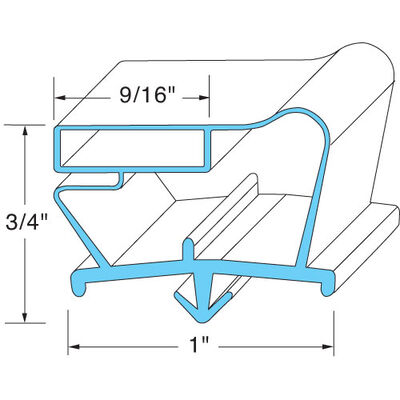 Beverage Air 703-963D-01 9/16" Gray Mag Door Gasket, 14-5/8" X 19-5/8"