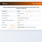 American Range A14016 Infrared Boiler Burner 17-3/8" X 5-1/8" OD