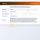 ROYAL RANGE 2174 Oven Pilot Safety Valve