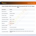 Hobart 352492-00001 Dishwasher KXP Thermostat W/ 3/16" X 6-1/2" Nickel Bulb