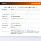 Market Forge 09-1150 Pressure Regulator NAT Gas 1/2" FPT 4"WC