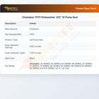 Champion 111111 Dishwasher .612" ID Pump Seal