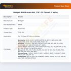 Blodgett 41809 Acorn Nut, 7/16"-20 Thread, 3" Valve,