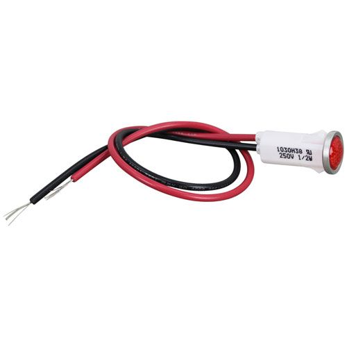Cecilware C076F 1/2" Red Signal Light W/ Fastener Lock Tabs & 10" Leads, 250V