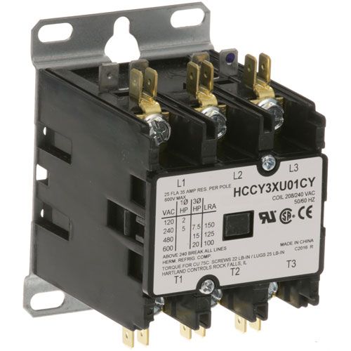 Cleveland KE603902-2 3 Pole Contactor w/Screw Terminals, 25/35A, 208/240V