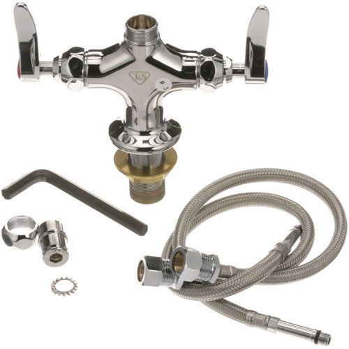 T&S Brass 002824-40 Pre-Rinse Deck Mount Faucet with Spreader, 4" CTRS
