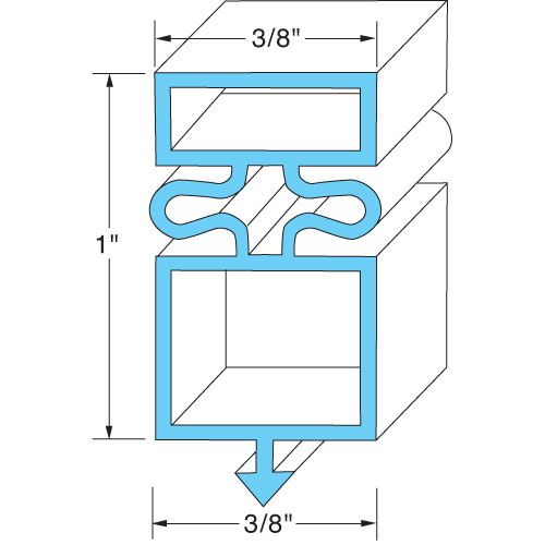 TRUE 174A Refrigerator  Door Gasket, 3/8" MAG, 1/8" X 54 1/8"