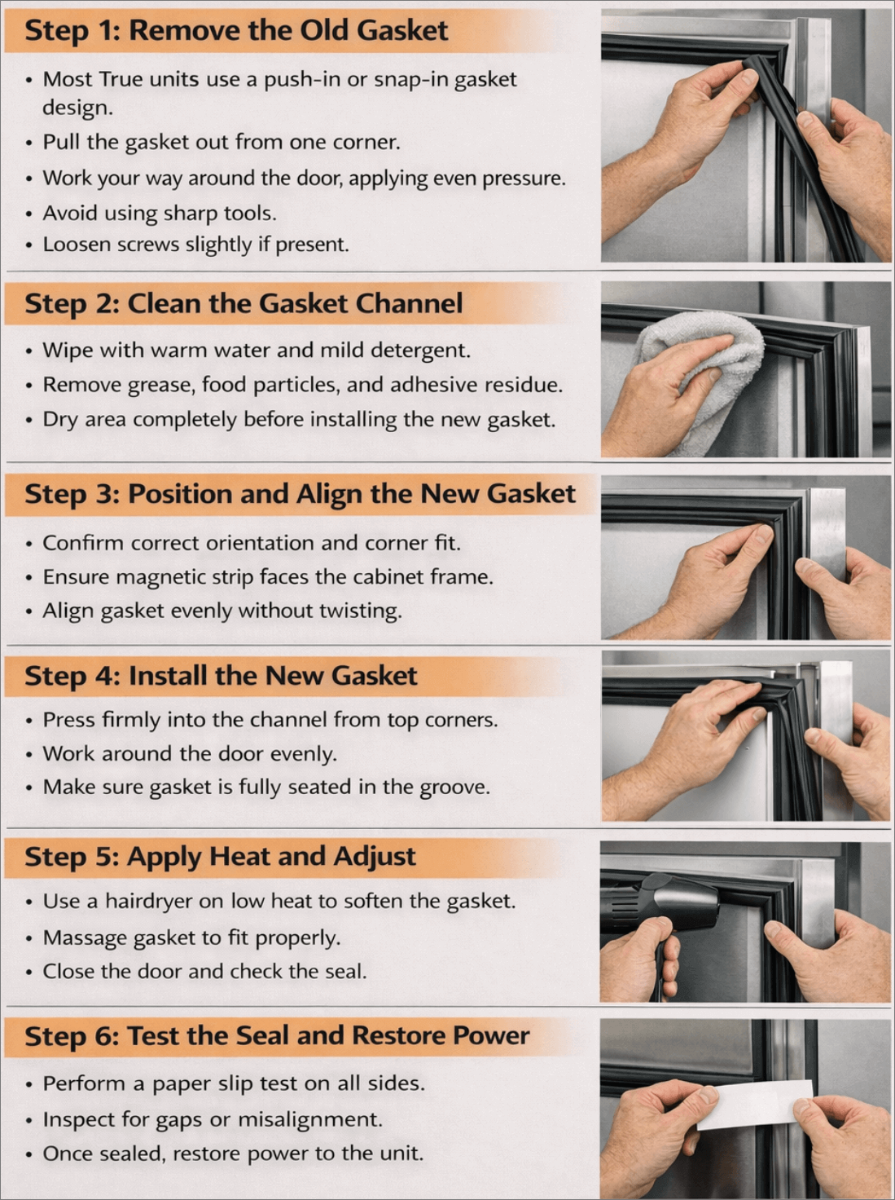 Step-by-Step Process to Replace a True Refrigerator Door Gasket_PartsFe CA