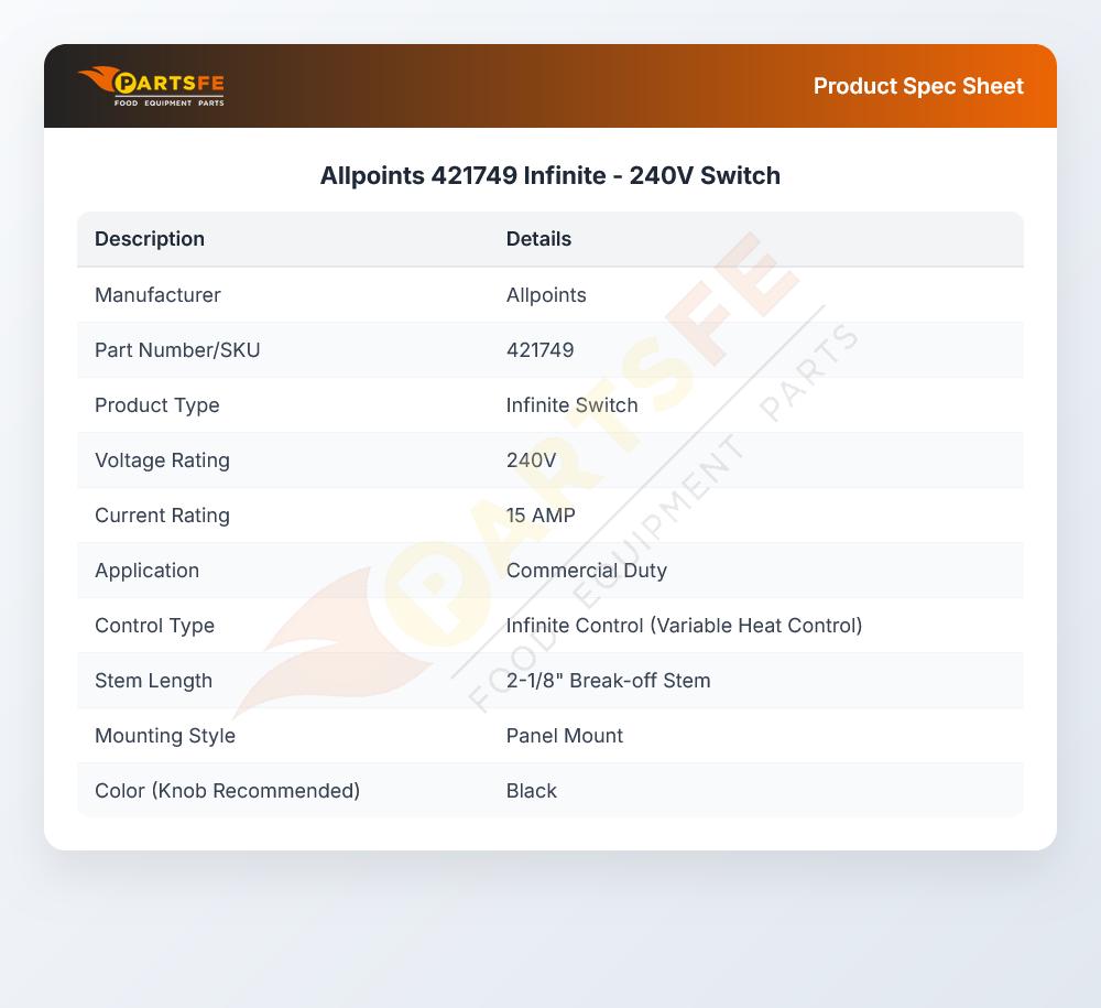 Allpoints 421749 Infinite - 240V  Switch