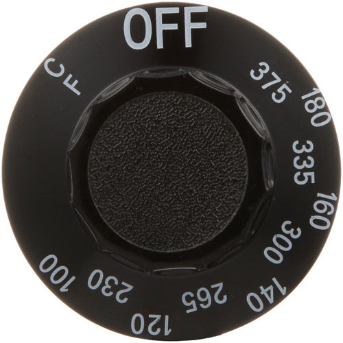 Frymaster FM8160139 Thermostat Knob 2-1/4" DIA OFF-375&deg;F-230&deg;F Mount 0.187" Flat Down