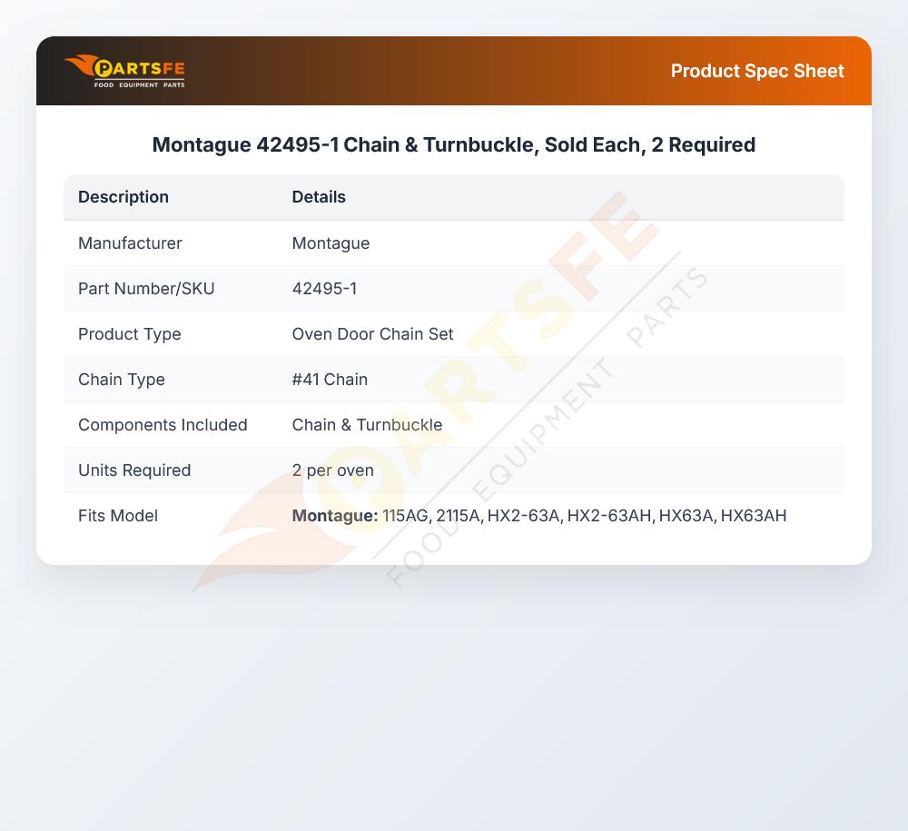 Montague 42495-1 Chain & Turnbuckle, Sold Each, 2 Required