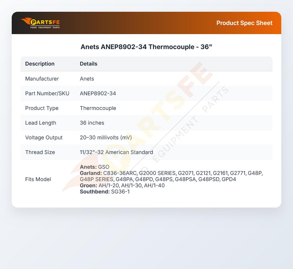 Anets ANEP8902-34 Thermocouple - 36"