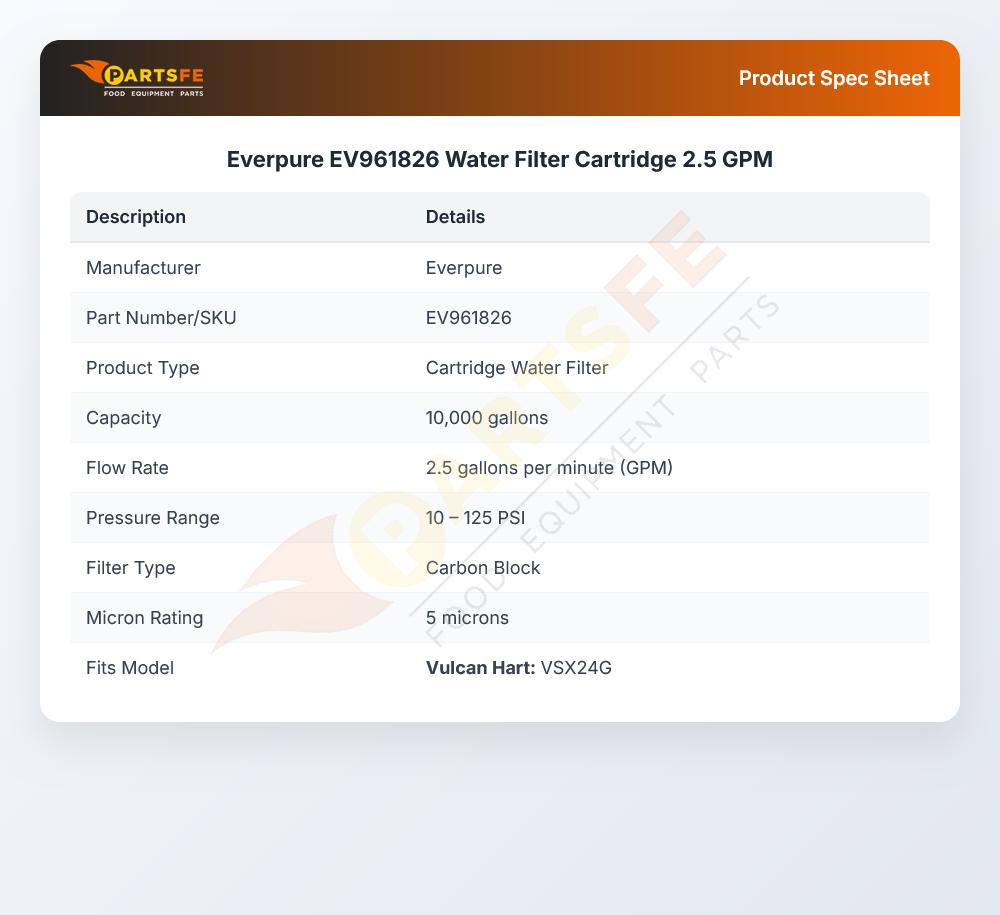 Everpure EV961826 Water Filter Cartridge 2.5 GPM