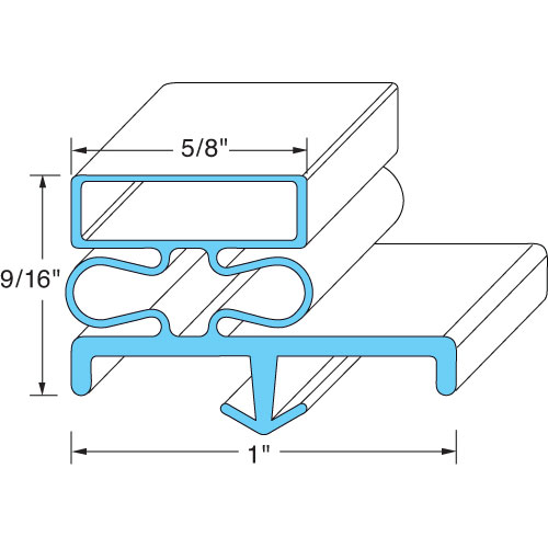 McCall 0606 23" x 60.5" Gray Rubber Magnetic Door Gasket